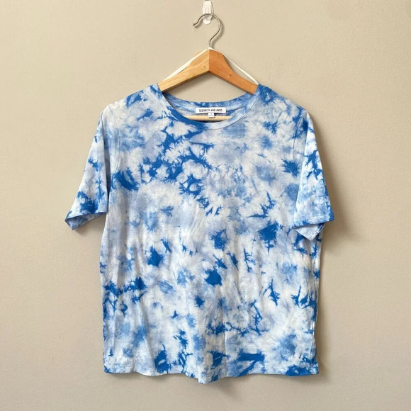 Elizabeth & James Women's Small Blue Cloud Tie Dye Short Sleeve Tee Shirt Casual - Picture 1 of 16
